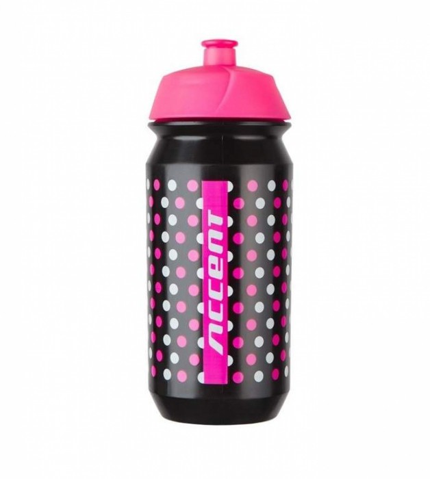 BIDON ACCENT DOTS 500ml CZARNO-RÓŻOWY